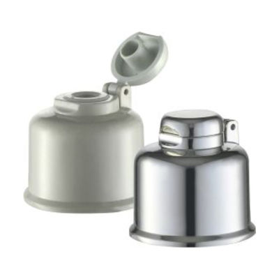 Παρέχεται ελεύθερα 24/410 UV Coating Χρυσό/Ασημένιο Flip Cap Smooth Bottle Lid OEM/ODM
