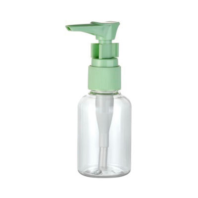 Μεγέθος ταξιδιού 50 ml PET στρογγυλό μπουκάλι με αντλία 20/410 κατασκευασμένο από διαφανές υλικό